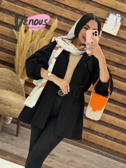 مانتو لینن کمرگت آستین پیله