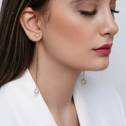 گوشواره آویز دایموند اسمایل ژوپینگ