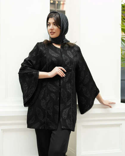 کت فکورا آستین حلزونی مروارید دوزی
