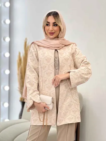 مانتو ژاکارد آستین لاله ای