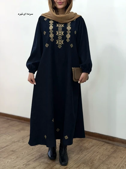 پیراهن مانتویی گلدوزی شیوا