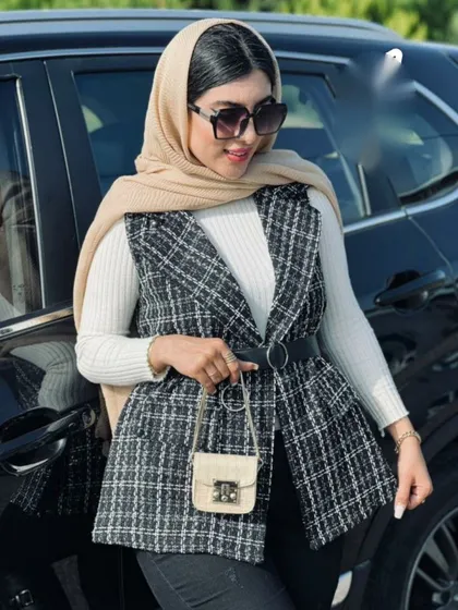 ست دوتکه وست شانل و کمربند کد 1060