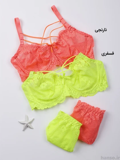 ست شورت و سوتین گیپور فنردار ژوبین کد 1100