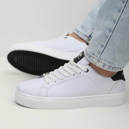 کفش و کتانی روزمره و راحتی مردانه مدل برشکا BERESHKA رنگ سفید مشکی کد 41256