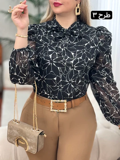 شومیز حریر آستین پف 2705