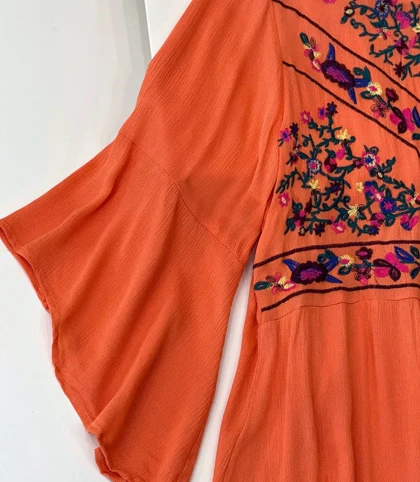 پیراهن نخ کریشه گلدوزی شده کد 1828