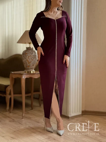 پیراهن کرپ دالقیچ نواردوزی