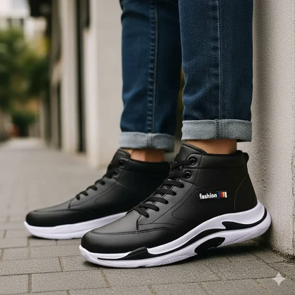 کفش ساق‌دار مردانه مشکی مدل EMTO