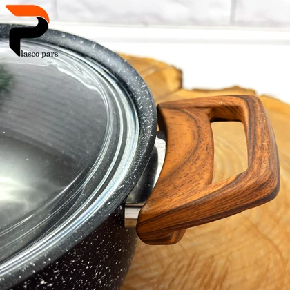 قابلمه 20 ونیز دسته چوبی درب پیرکس مشکی هاناتک