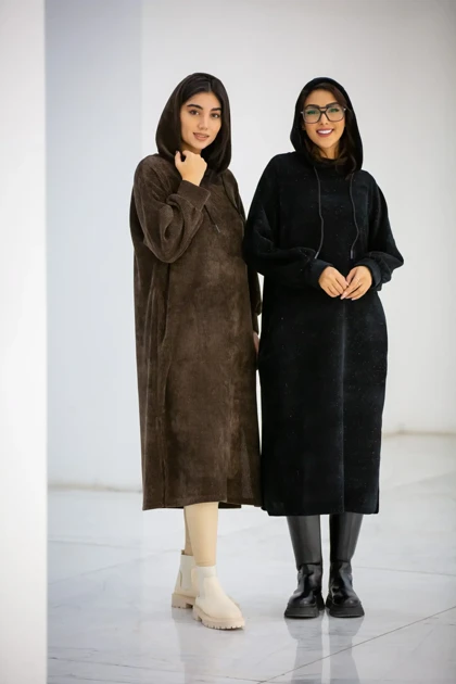 پالتو بیسکوییتی کلاهدار بلند