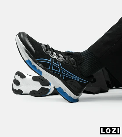 کفش کتانی مردانه مشکی آبی ASICS GORETEX