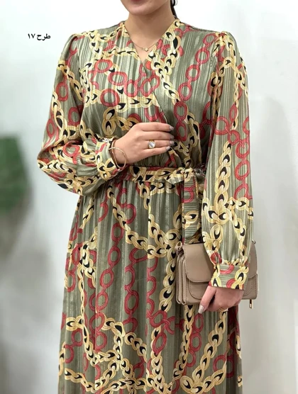 پیراهن بلند حریر آستردار آوا کد 4397