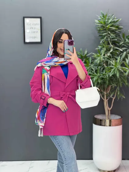 مانتو لینن پشت ژیله کمربندی