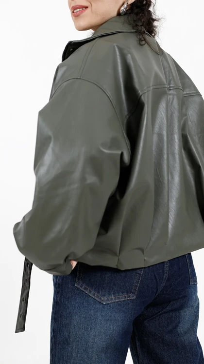 بامبر جکت چرم pull&bear