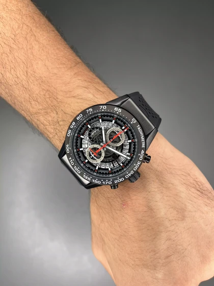 ساعت مچی تگ هویر کورنوگراف اسکلتون بند رابر مشکی Tag Heuer