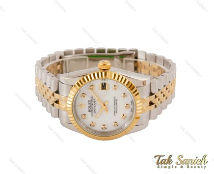 ساعت رولکس مردانه دورنگ طلایی صفحه سفید Rolex-3638-G