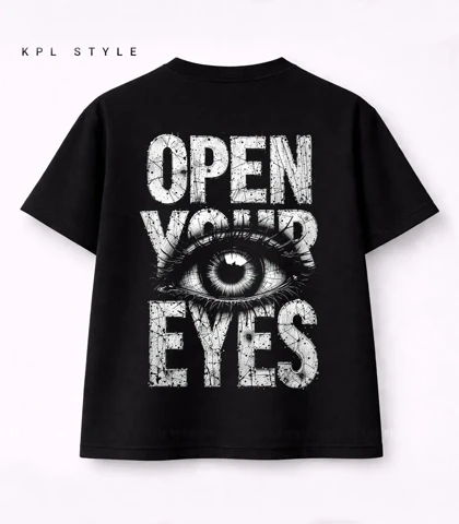تیشرت باکسی یونیسکس طرح Open Your Eyes کد 1396