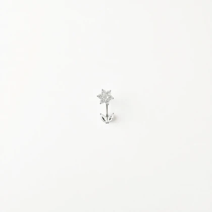 پیرسینگ ناف نقره مدل گل و برگ