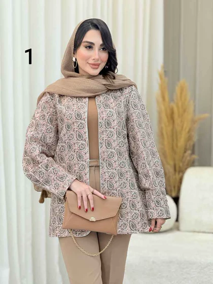 مانتو طرح دار مغزی دوزی 6730