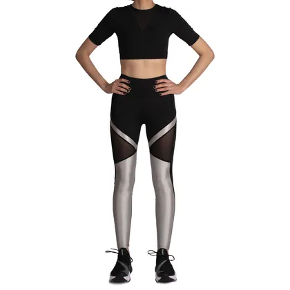 لگ اسلیم ورزشی مشکی/نقره ای - Agi Slimming Sportive Leggings Siyah/Gümüş