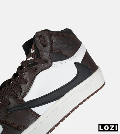 کفش کتانی ساق‌دار مردانه و زنانه قهوه ای سفید NIKE travis scott مدل 8791