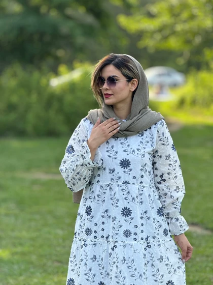 پیراهن مانتویی خامه دوزی