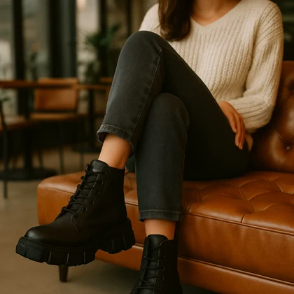 نیم بوت زنانه مشکی مدل Roxana