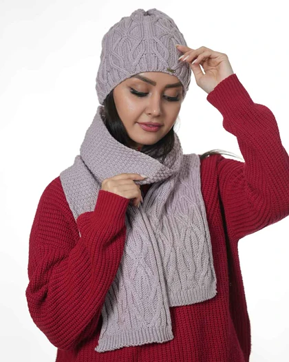 شال و کلاه زمستانی زنانه سیلکا مدل صحرا