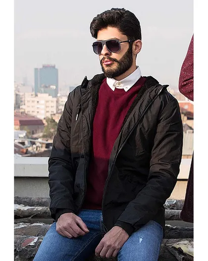 کاپشن شمعی مردانه کلاه دار