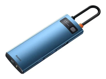 هاب 8 پورت بیسوس Baseus Metal Gleam 8 in 1 Multifunctional Type-C HUB 100W WKWG000103