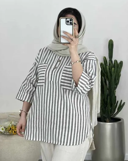 شومیز جلو بسته راه راه(41)کد3474