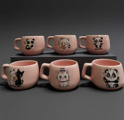 ماگ سرامیکی صورتی طرحدار