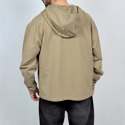 هودی مردانه سبز سدری پنبه دو نخ طرح مینیمال