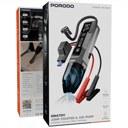 جامپ استارتر، پمپ هوا و جارو شارژی پورودو Porodo مدل PDJS41BK