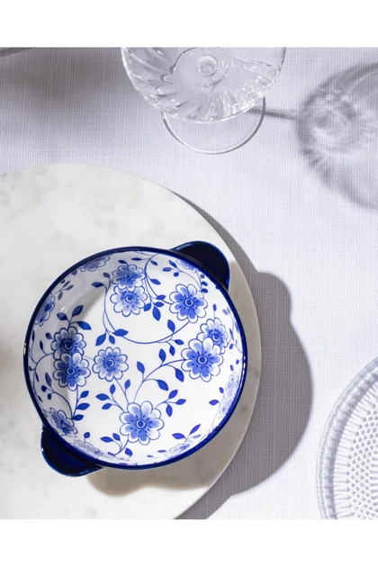 بشقاب سرو Madame Coco مدل Reve Bleu Seren Bone China - آبی/سفید