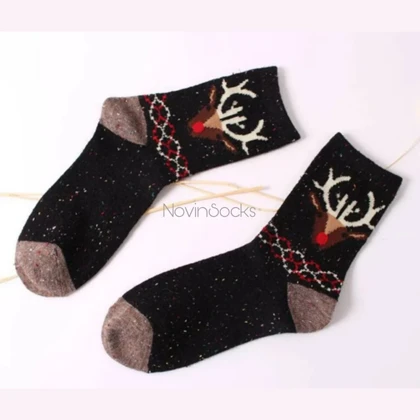 جوراب ساق‌دار طرح گوزن و گربه