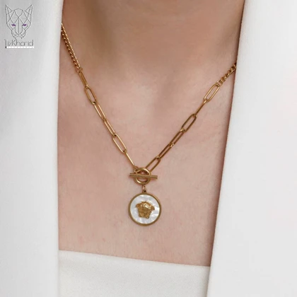 گردنبند استیل مدال ورساچه گلد