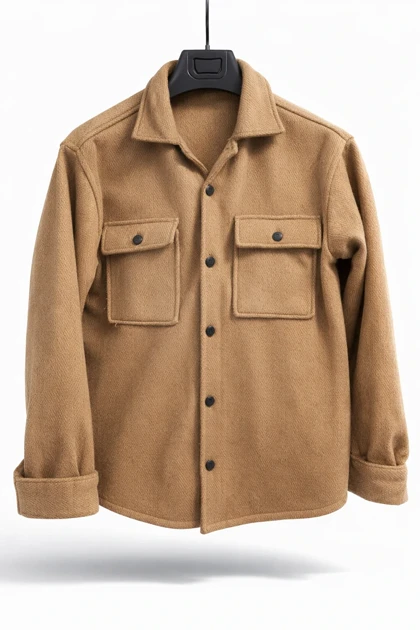 کت فوتر مردانه شتری کجراه خاص گرماژ بالا فوق‌العاده شیک استایل باکسی