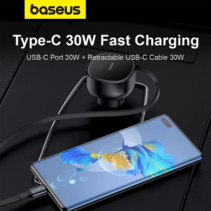 شارژر فندکی فست شارژ بیسوس Baseus مدل C0203100 توان 60 وات با کابل