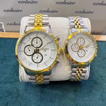 ساعت سیتیزن VIP ست زنانه و مردانه مدل C-3475 دو رنگ صفحه سفید
