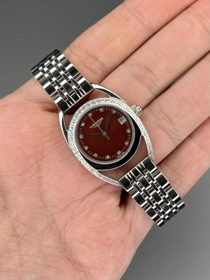 ساعت مچی لونژین بند سیلور صفحه قرمز Longines