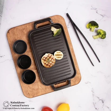 چدن سرو مستطیل 26*17 با چوب و کاسه کد 7018