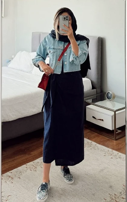 پیراهن ورپ لینن سرمه ای DR608