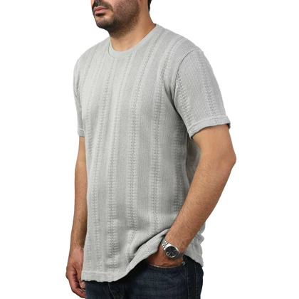 تیشرت آستین کوتاه بافت مردانه سیزر مدل 15512056