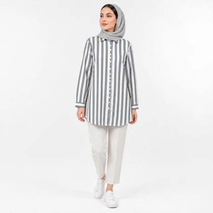 مانتو زنانه اسپرت راه راه کد 113