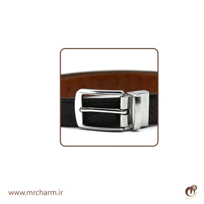 کمربند دورنگ چرم کروکودیلی mrc118-07
