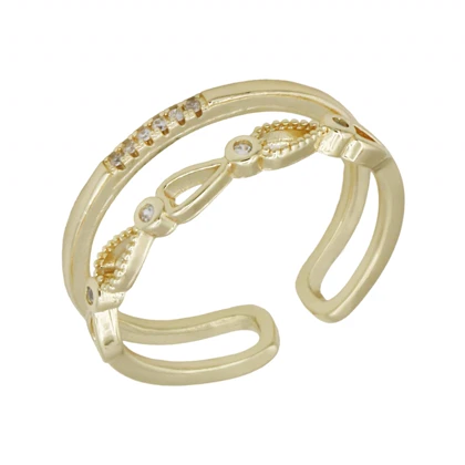 انگشتر زنانه دو لاین طرح اشک نگین‌دار