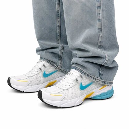 کفش کتانی زنانه نایکی v2k سفید آبی زرد Nike V2k