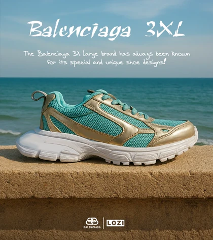 کفش کتانی مردانه و زنانه سبز طلایی Balenciaga 3XL