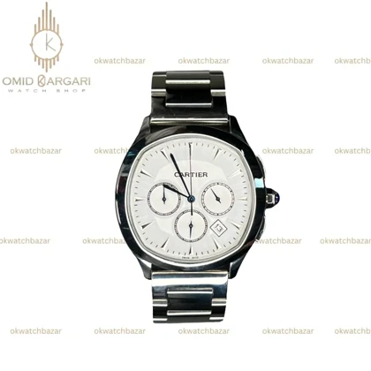 ساعت مچی کارتیه کورنوگراف بند سیلور صفحه سفید Cartier